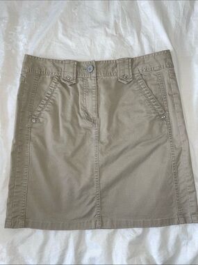Ann Taylor Khaki A-Line Mini Skirt